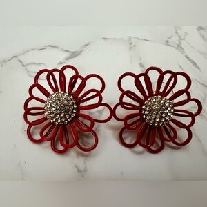 BaubleBar Red Flower Statement Earrings